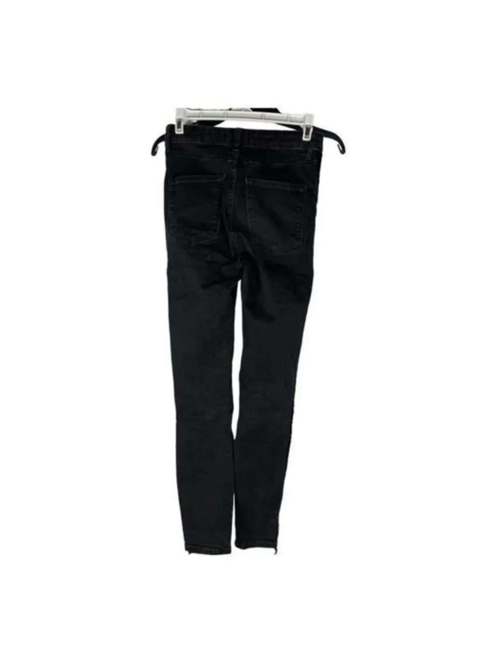 Zara Women Premium Denim Black Velvet Stripe Skinny Jeans Size 24 Stretchy